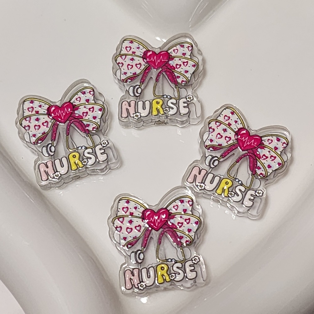 Nurse Bow Beads 2 Pcs Focal Bead Beaded Pen Jewelry Charms Acrylic Crafts